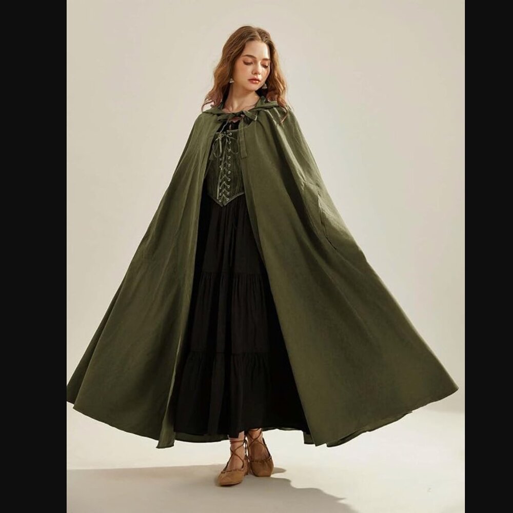 Olive green hooded cape